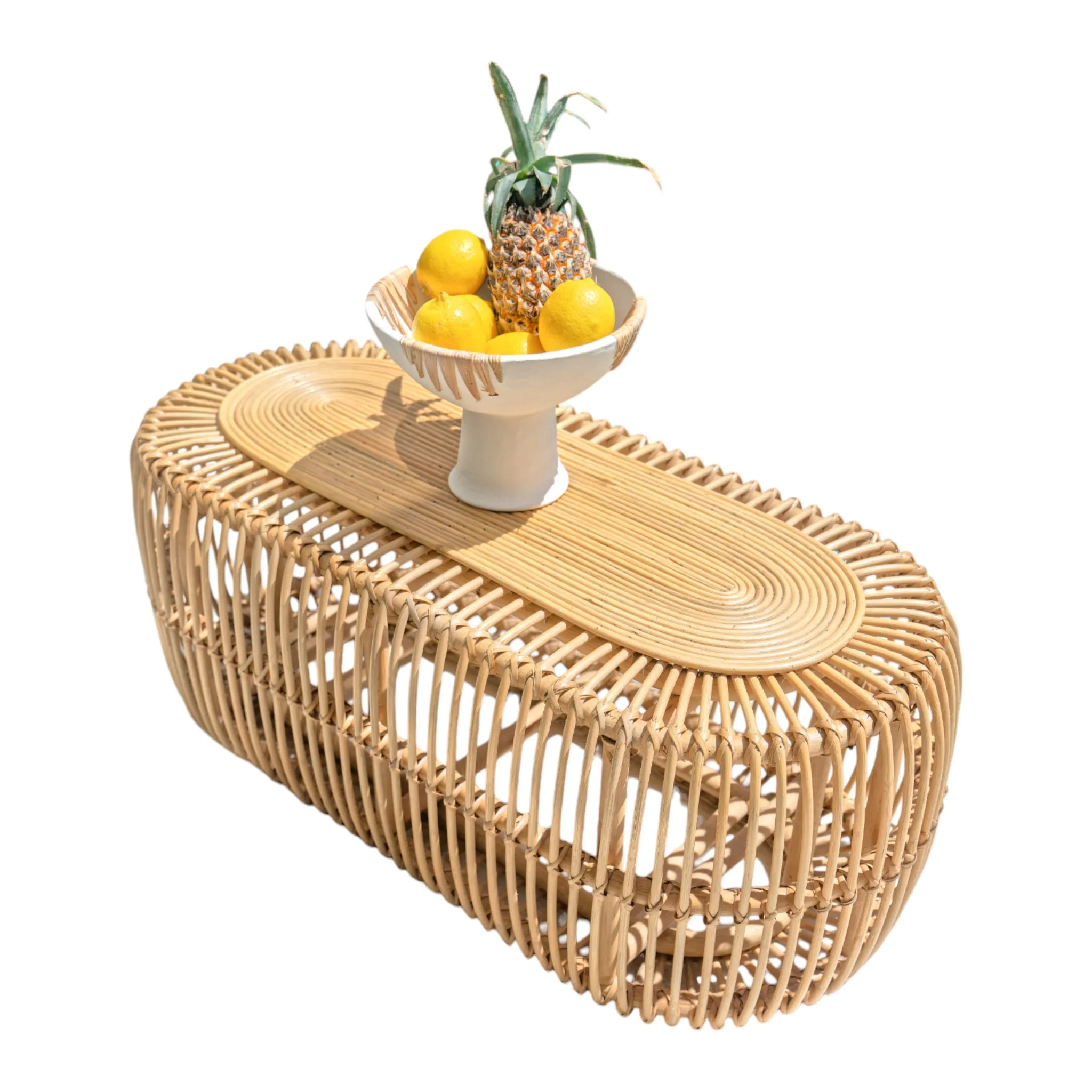 Oval Natural Rattan Coffee Table