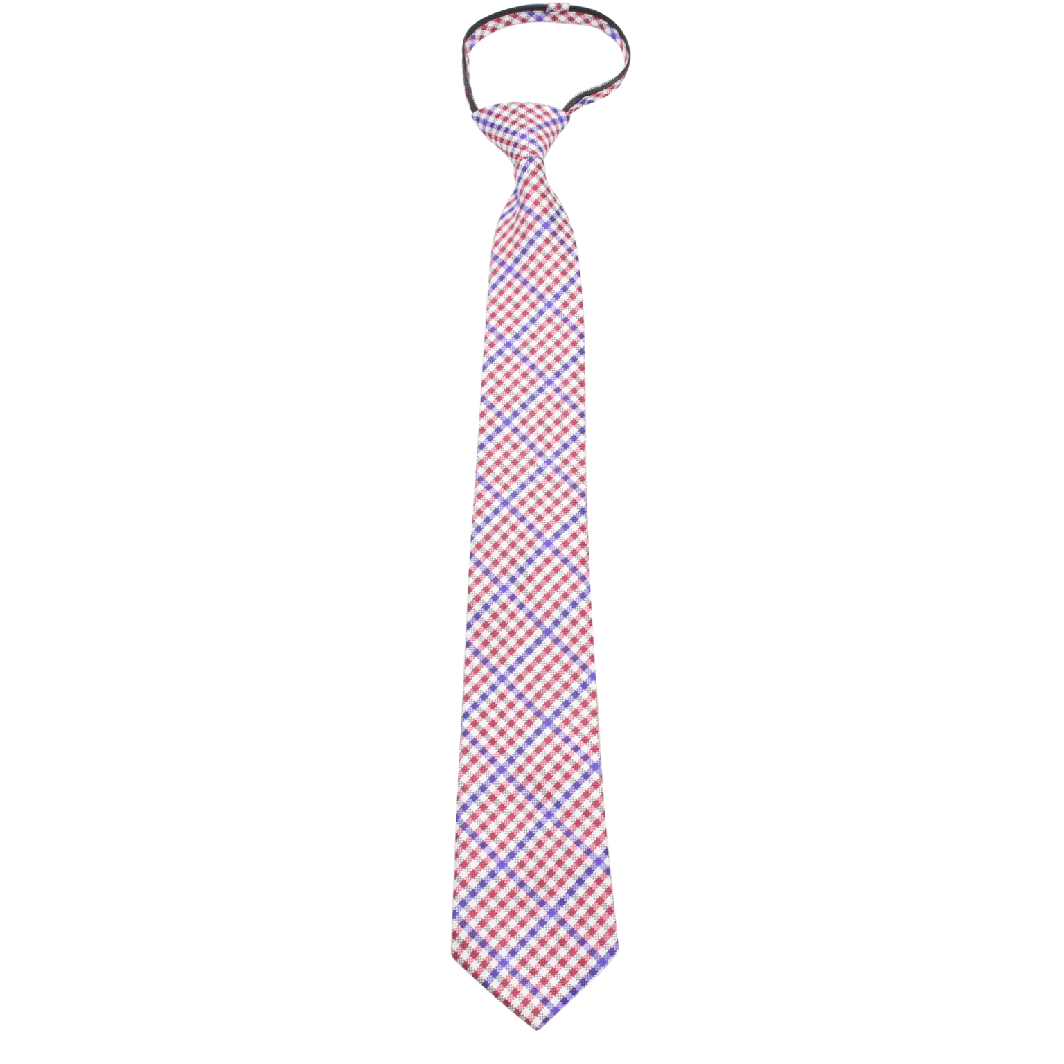 Patriot - Red, White, and Blue Gingham Patterned Long Zipper Tie