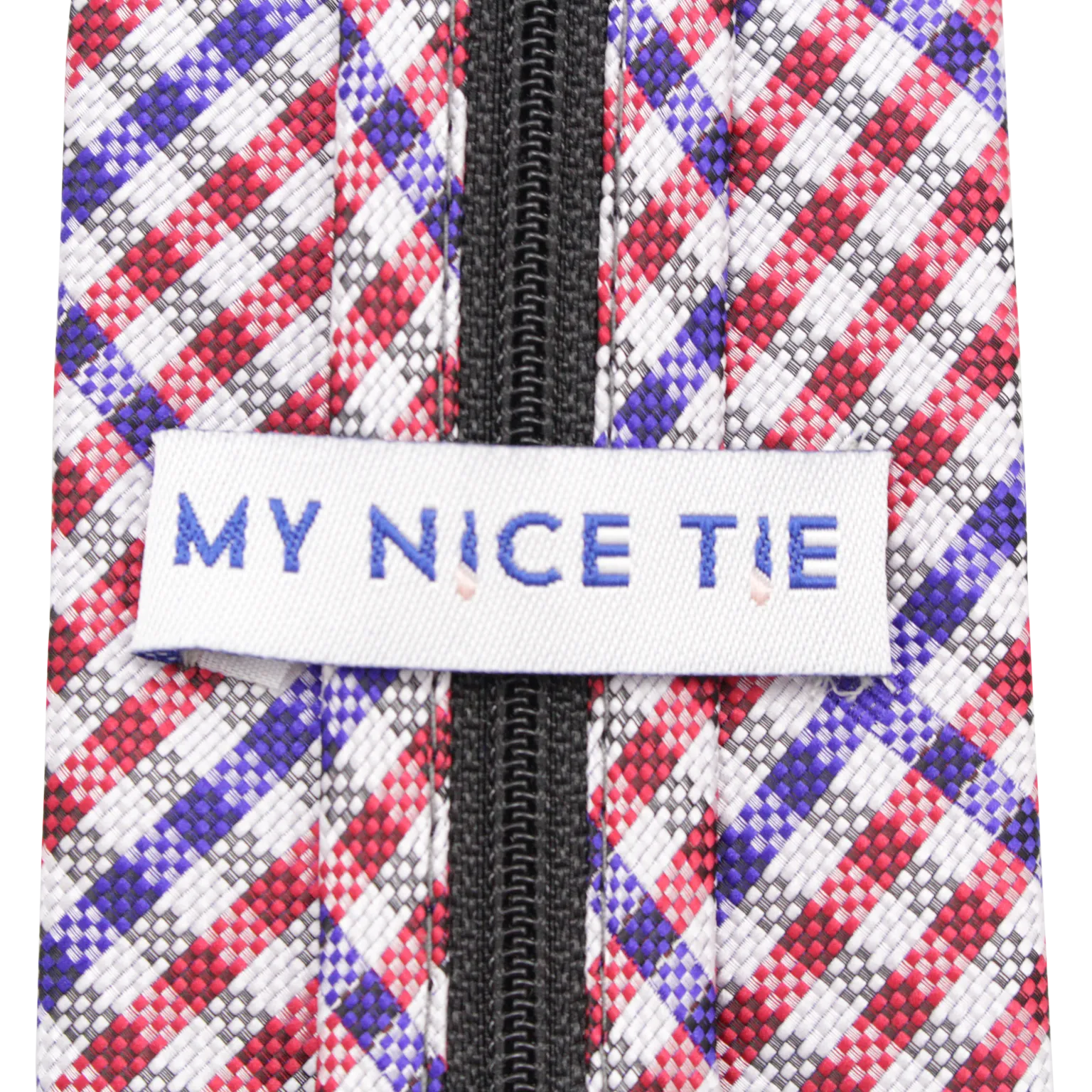 Patriot - Red, White, and Blue Gingham Patterned Long Zipper Tie