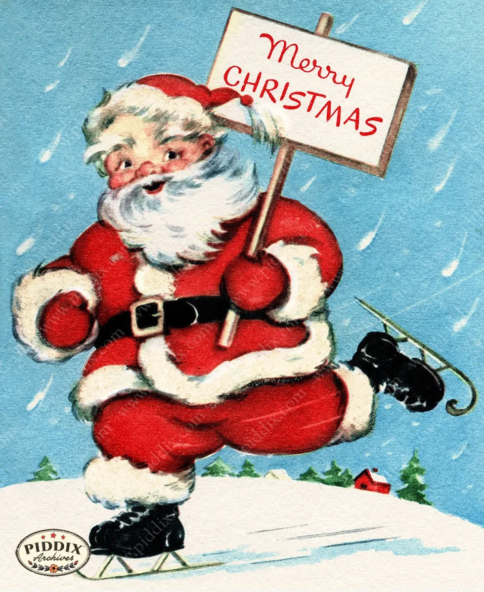 PDXC21670a -- Santa Ice Skating with Sign