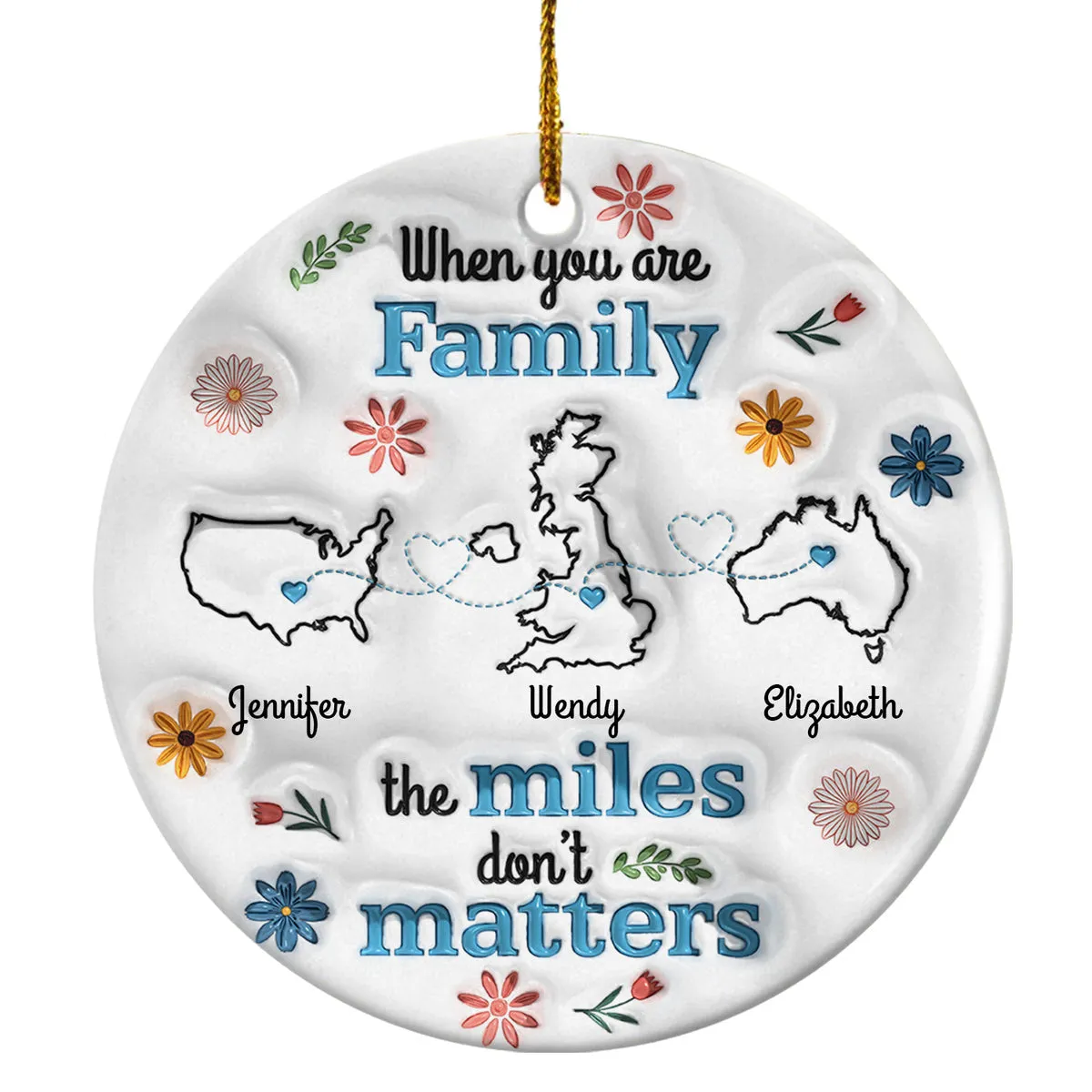 Personalized Long Distance Family Christmas Ornaments