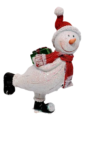 Playful Snowman Figurines Ice Skating or On Skis