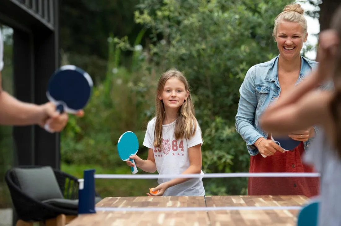 POTEAUX FILET DE PING PONG RÉGLABLE ROLLNET BLEU/BLANC