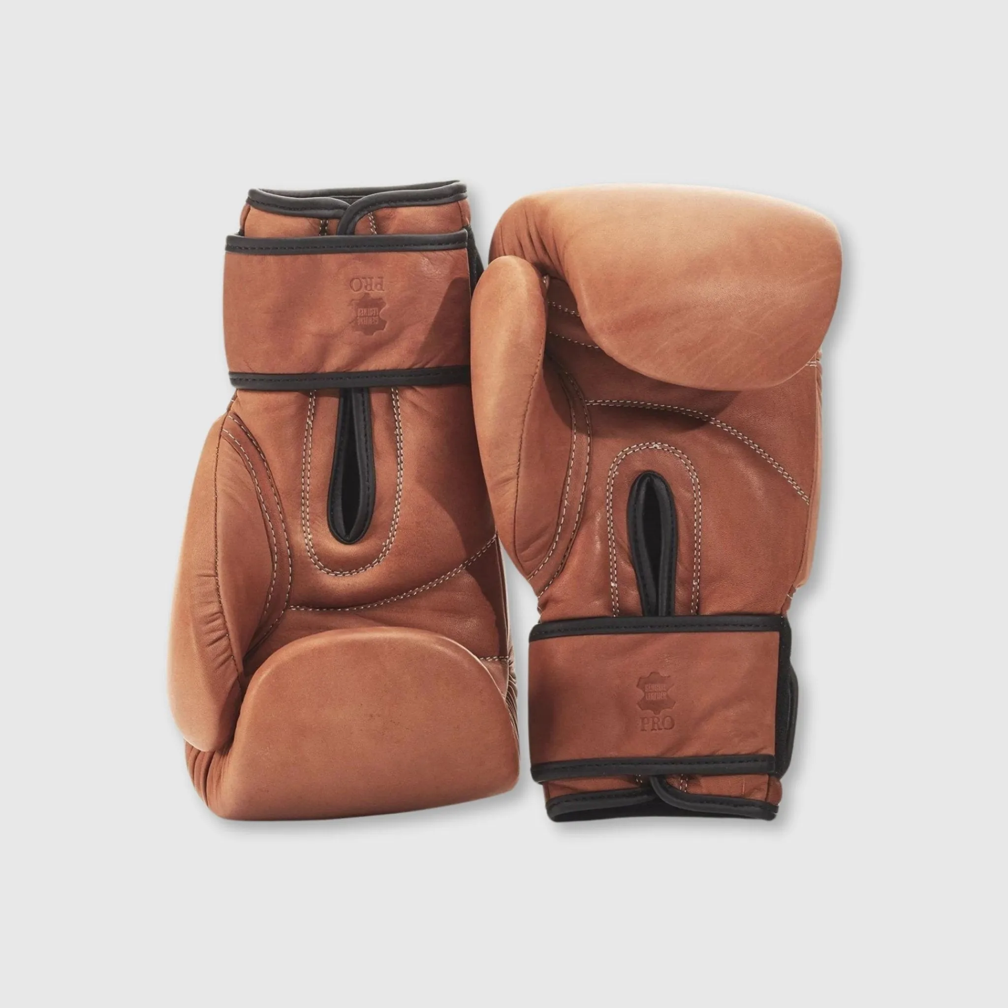 PRO Deluxe Tan Leather Boxing Gloves (Strap Up)