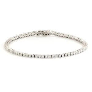 Prong Set Natural Diamond Delicate Tennis Bracelet Bridal Jewelry In 18k White Gold
