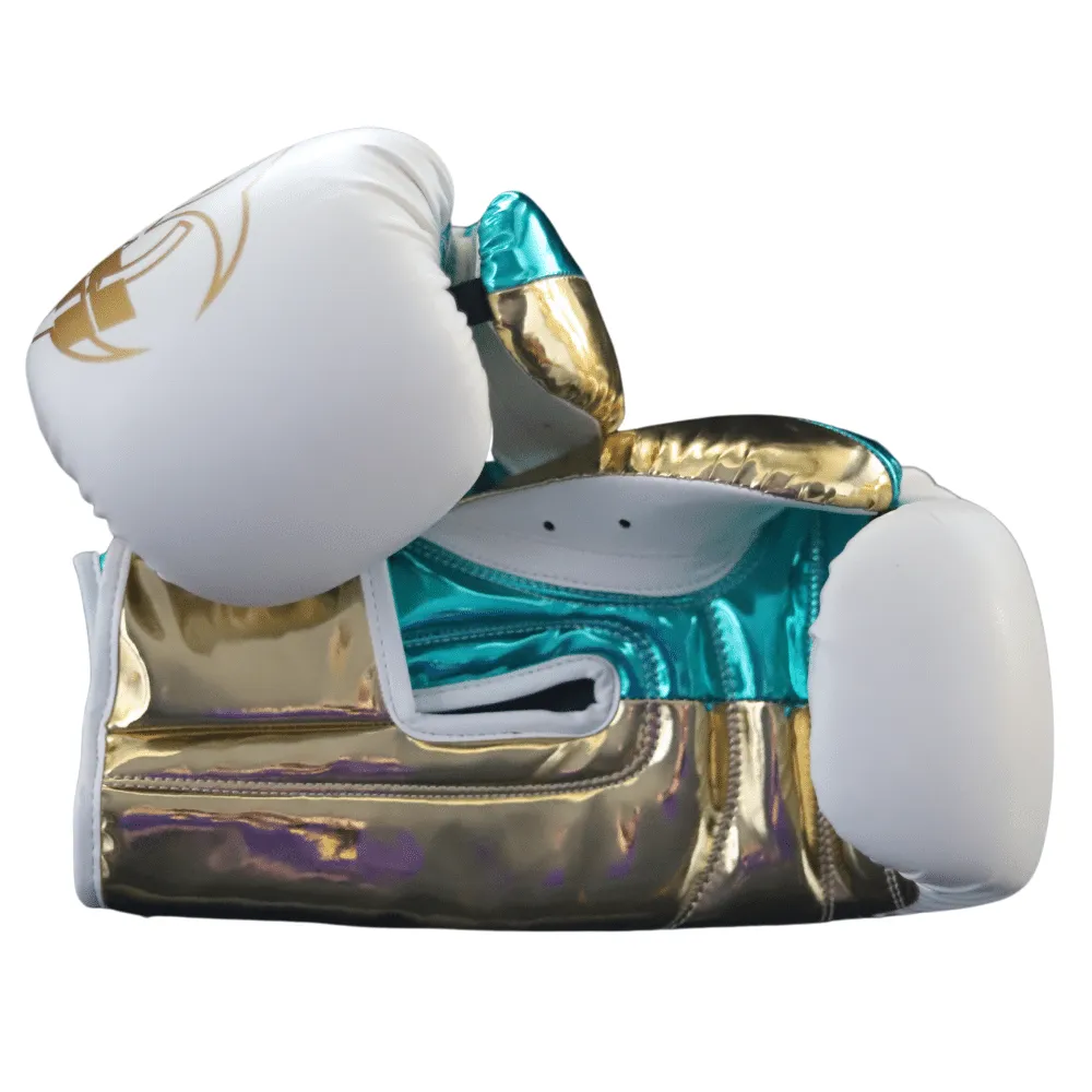 Punch Equipment METALLIC URBAN BOXING GLOVES – WHITE / GREEN / GOLD