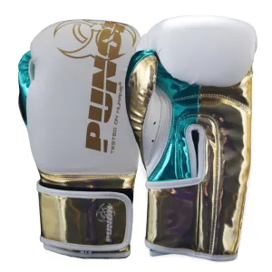 Punch Equipment METALLIC URBAN BOXING GLOVES – WHITE / GREEN / GOLD
