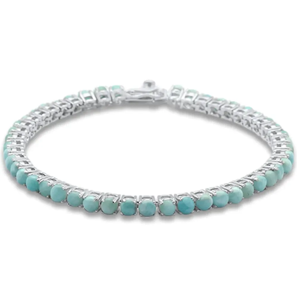 "Salty Seaster" 7.5" Bracelet - Larimar, Anti-tarnish Sterling