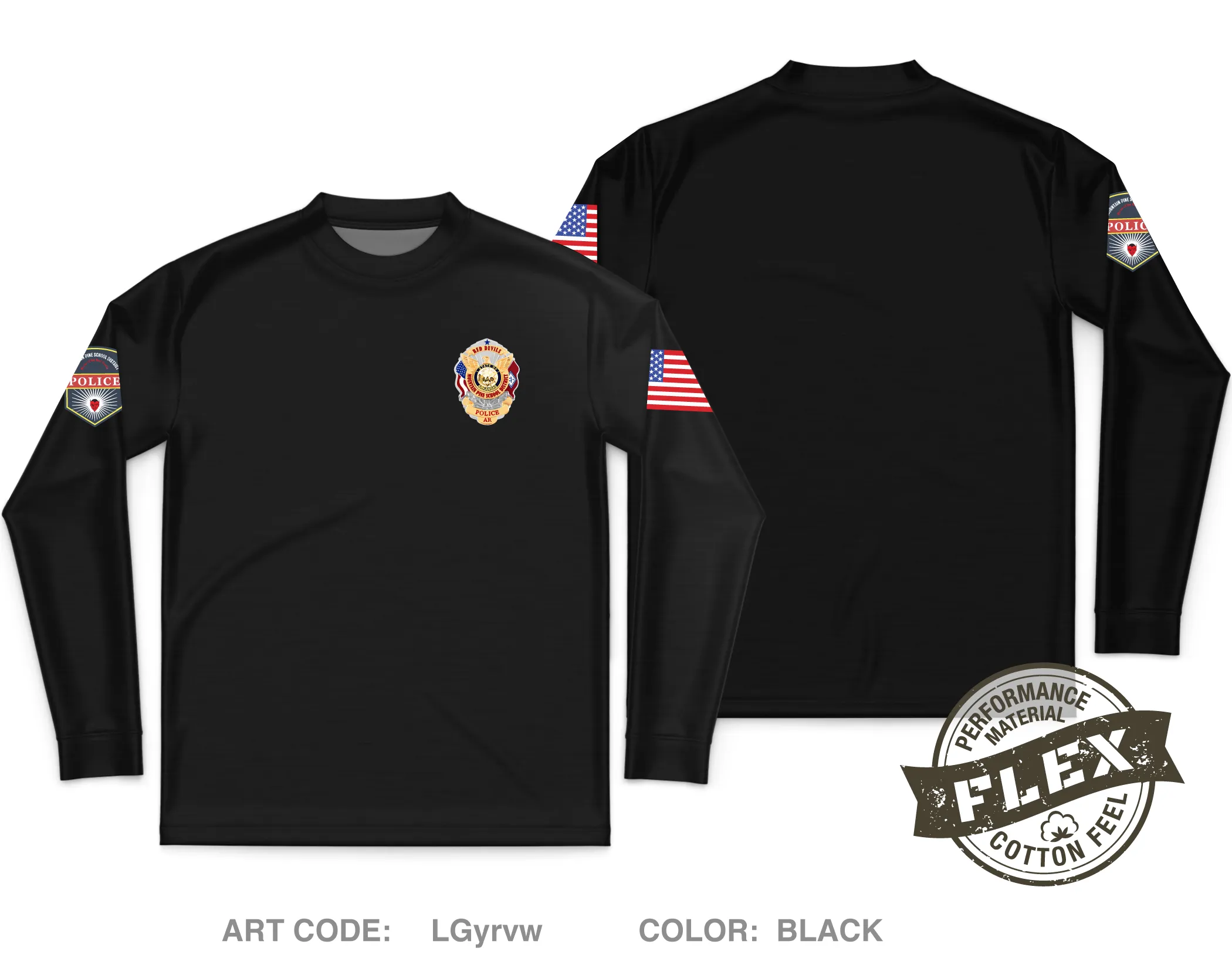 Red Devil Institutional Police Department Core Men's LS Flex Performance Tee - LGyrvw