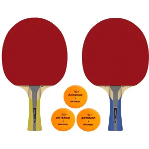 SET DE 2 RAQUETTES TTR 100 3* ALLROUND ET 3 BALLES ORANGE TTB 100* 40 
