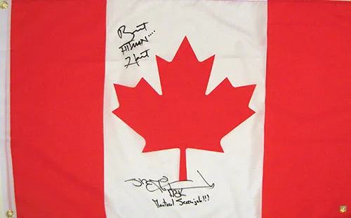 Shawn Michaels & Bret "Hitman" Hart Signed Autographed Canadian Flag (ASI COA)