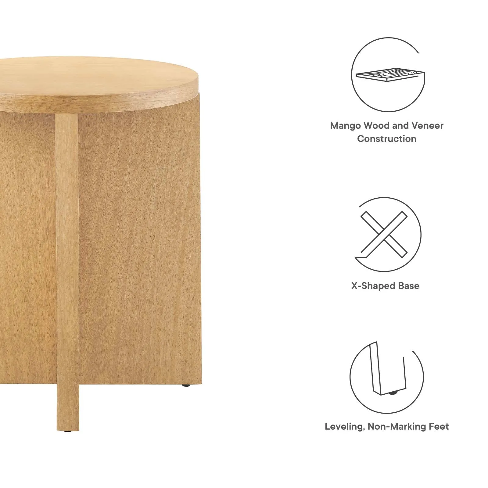 SILAS ROUND WOOD SIDE TABLE