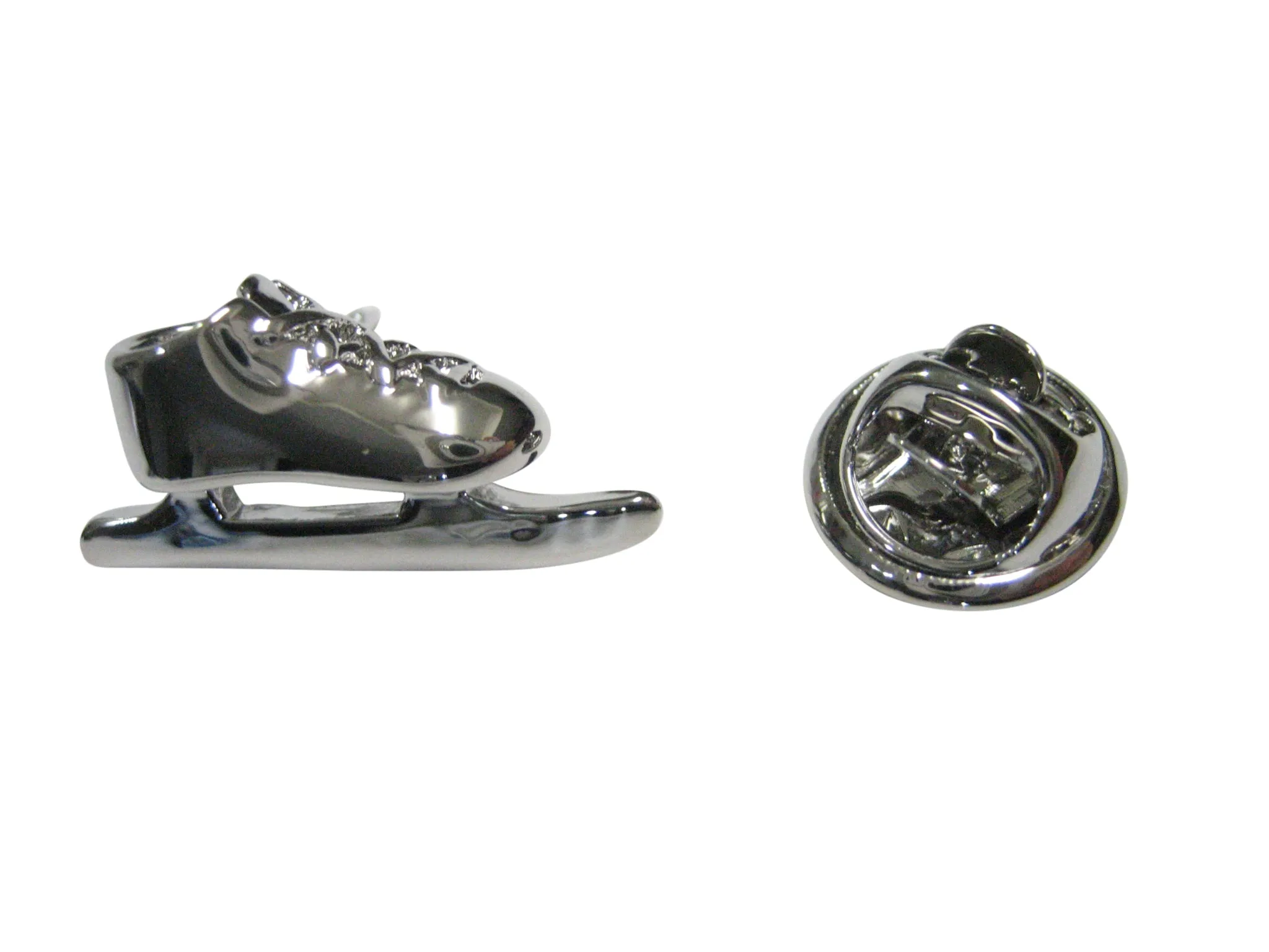 Silver Toned Ice Skating Skates Lapel Pin