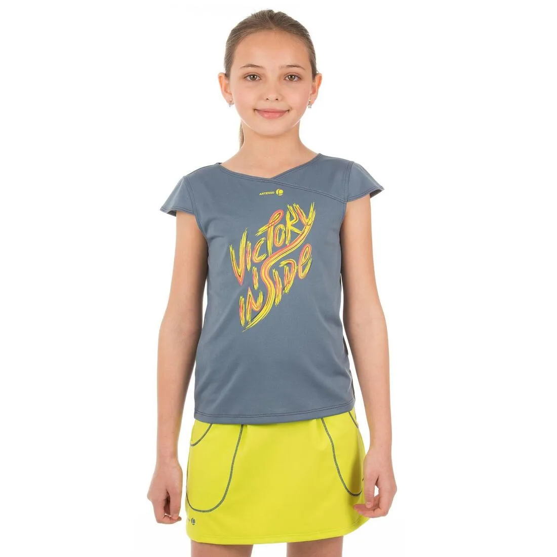 Soft Girls' Tennis Padel Table Tennis Badminton Squash T-Shirt - Grey