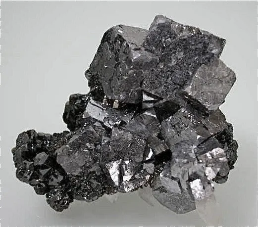 SOLD Galena and Sphalerite with Calcite, Rosiclare Level Denton Mine, Ozark-Mahoning Company, Harris Creek District Southern Illinois, Mined c.1987, Roy Smith Collection, Small Cabinet 3.0 x 6.0 x 7.0 cm, $350.  Online 8/20.