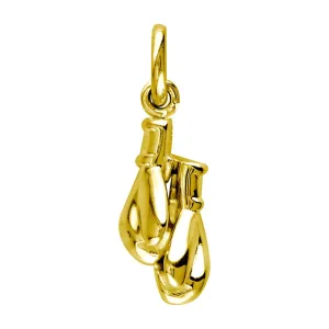 Solid Boxing Gloves Charm with Two Gloves in 14k Yellow Gold
