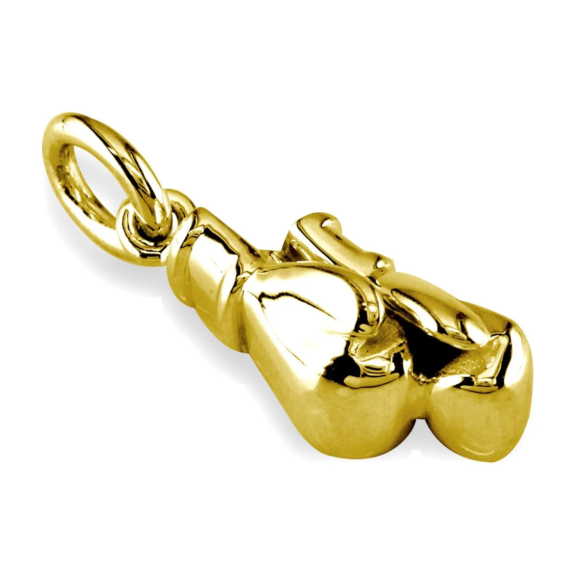 Solid Boxing Gloves Charm with Two Gloves in 14k Yellow Gold