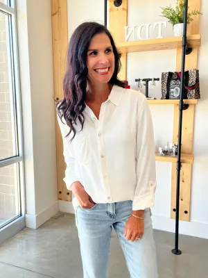 Spring Shell Button Down in White