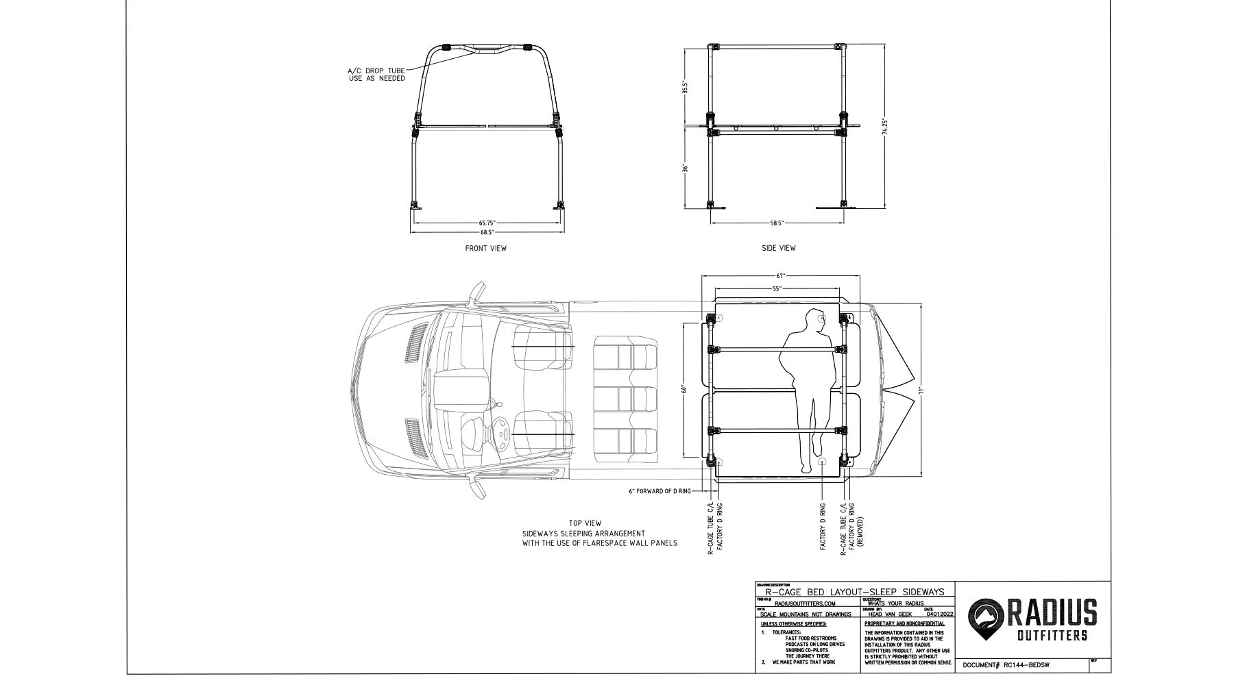 Sprinter Van Bed System Kit - Sleep Sideways