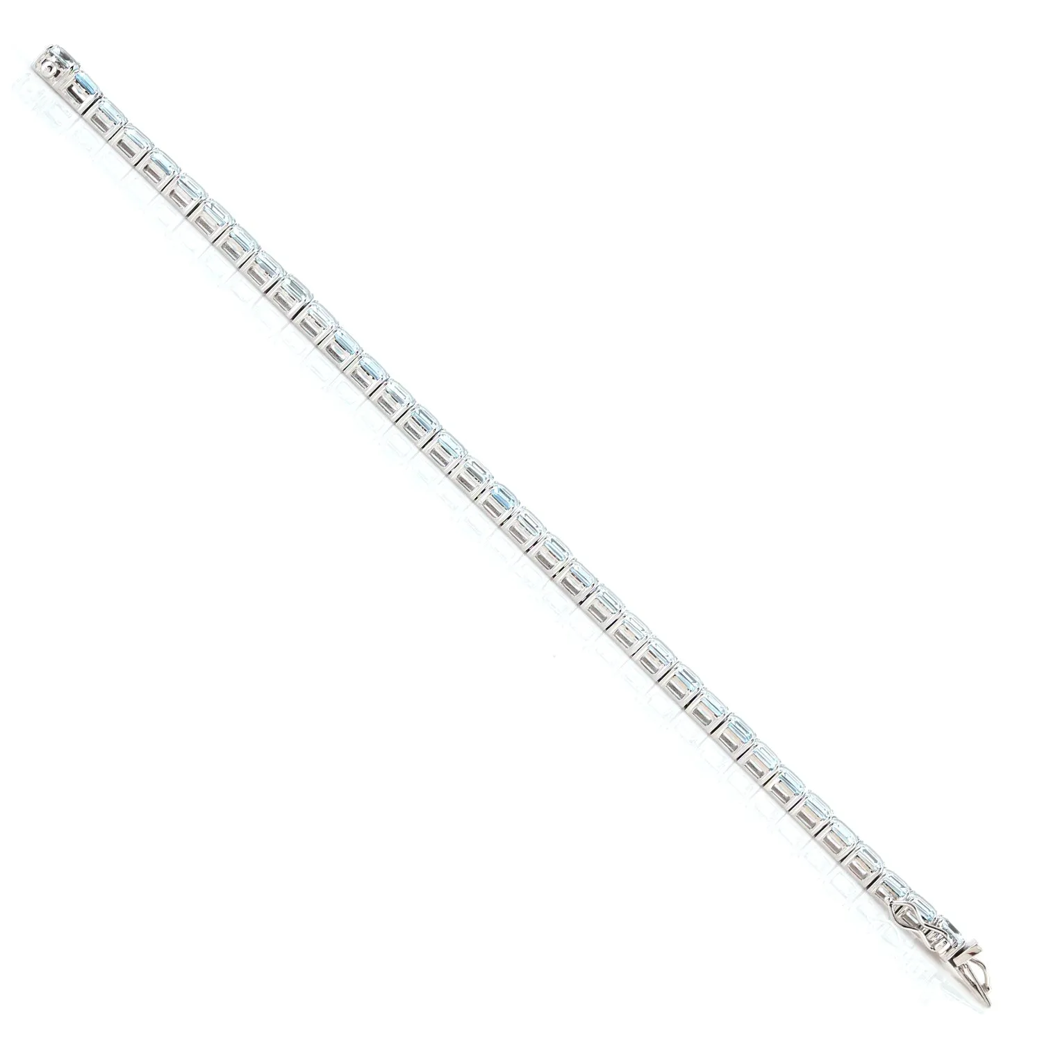 Square Aquamarine Tennis Bracelet In 18k White Gold