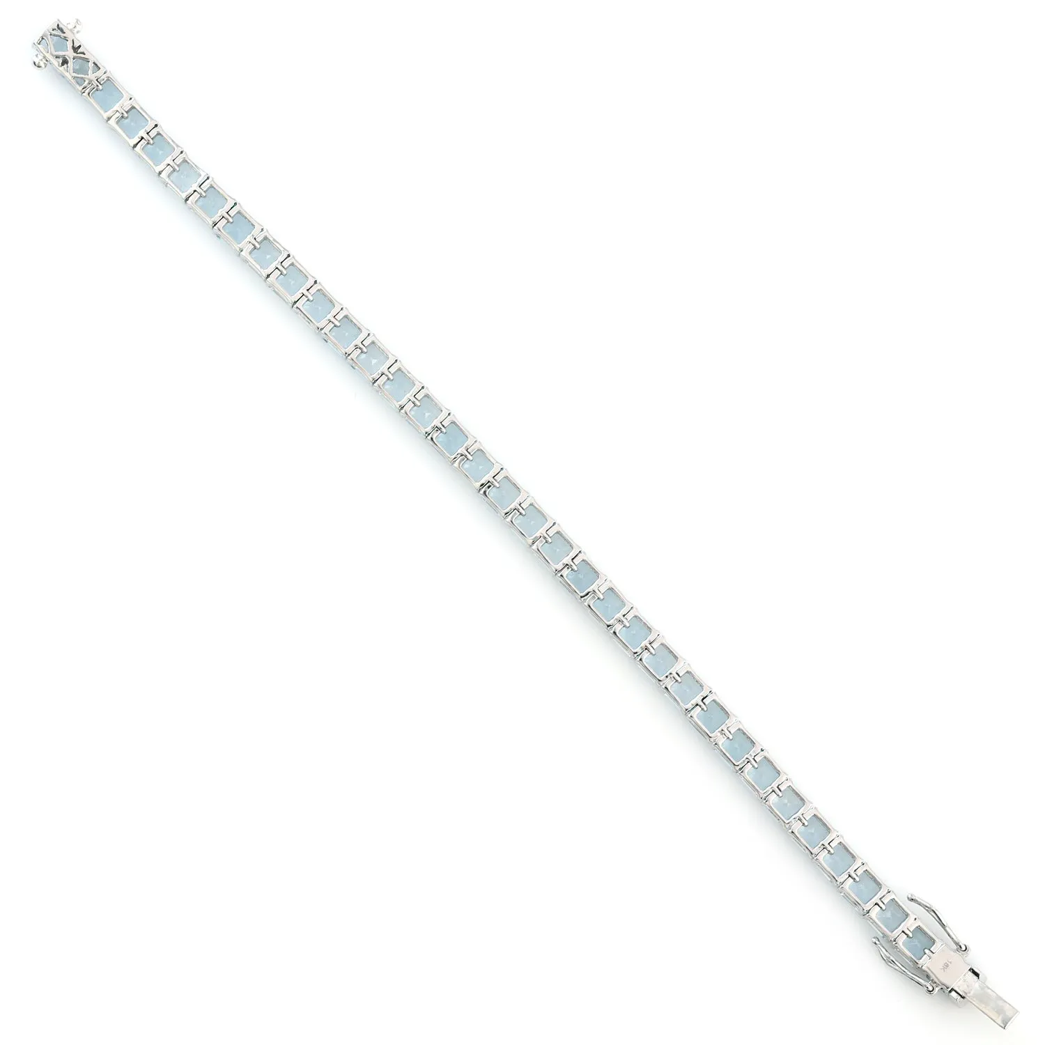 Square Aquamarine Tennis Bracelet In 18k White Gold