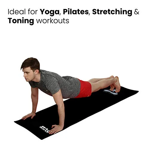 STAG YOGA MANTRA PLAIN BLACK SILVER MAT WITH BAG