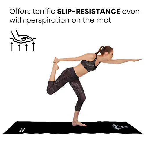 STAG YOGA MANTRA PLAIN BLACK SILVER MAT WITH BAG
