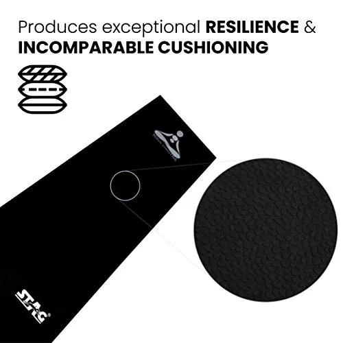 STAG YOGA MANTRA PLAIN BLACK SILVER MAT WITH BAG