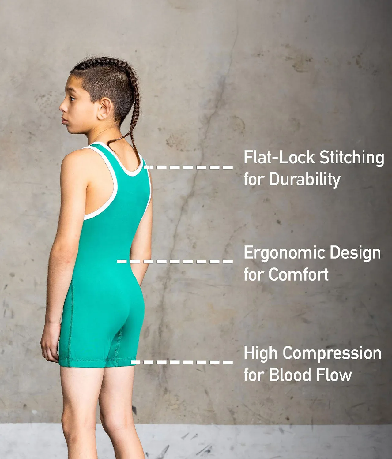 Standard Series Green Kids Wrestling Singlet