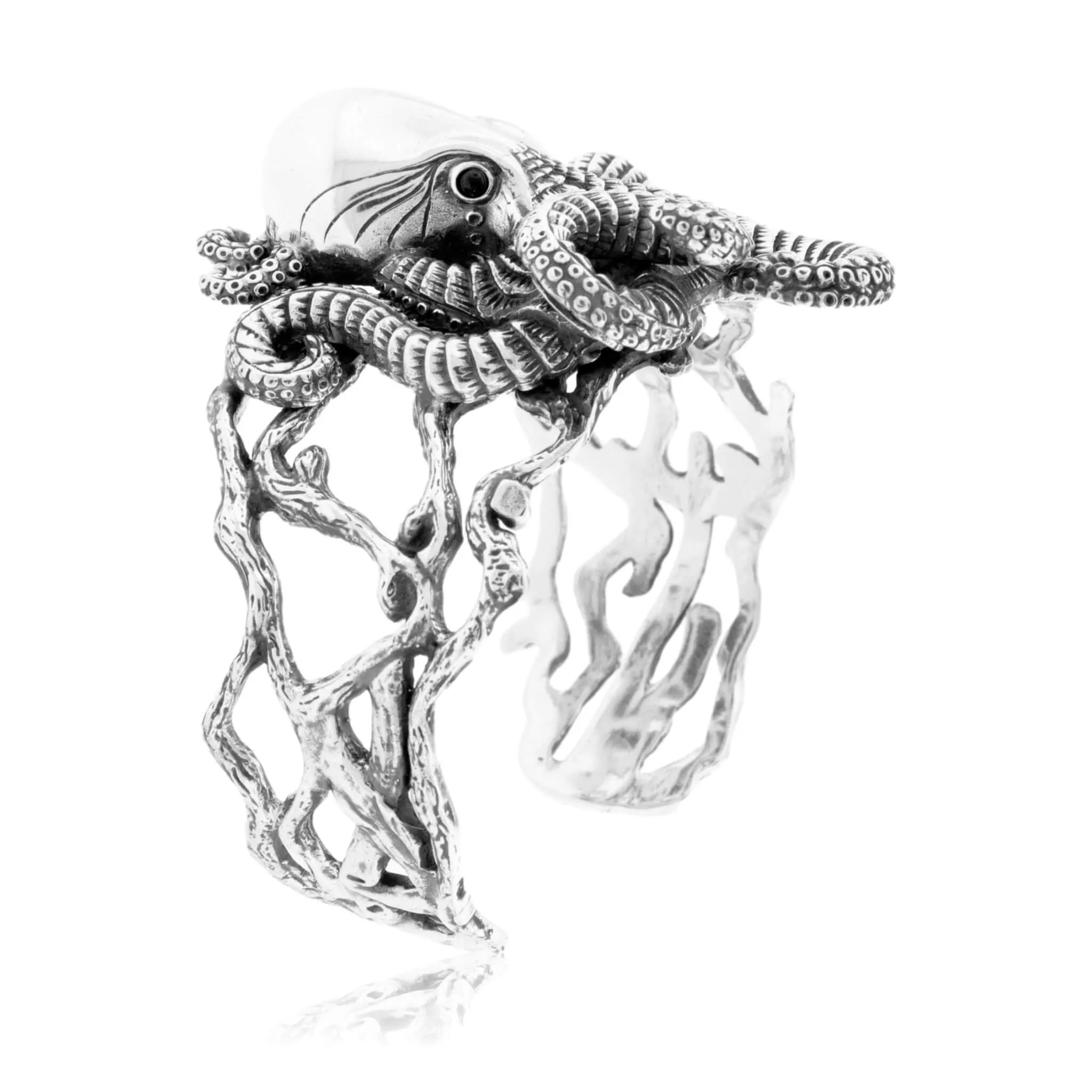 Sterling Silver Octopus Cuff Bracelet