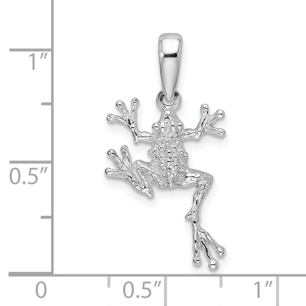Sterling Silver Polished Jumping Frog Pendant