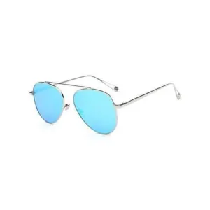 Streetwear Lightweight Metal Mirrored Pilot Sunglasses - Ice Blue
