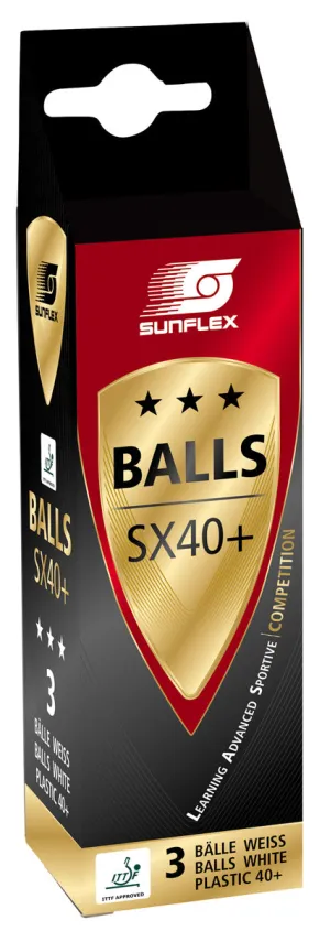 Sunflex Table Tennis Balls 3 Star 40  ITTF White - 3 Pack