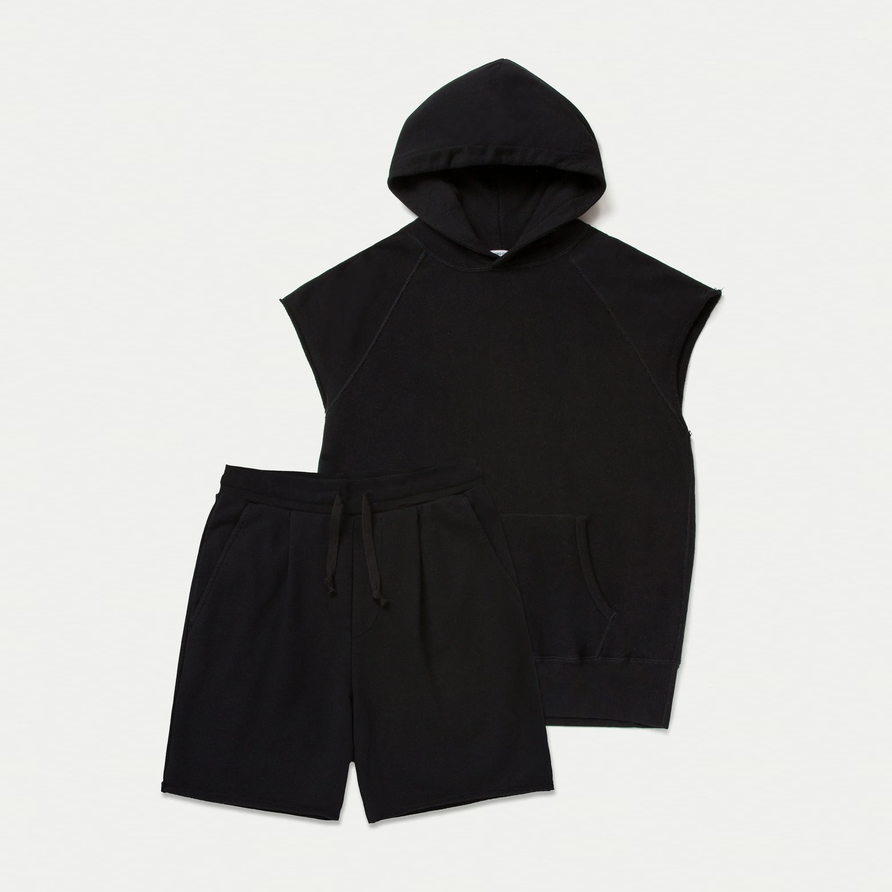 The Bundle // No-Sleeve Hooded & Short // Black