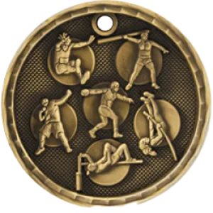Track & Field 3-D 2" Medal