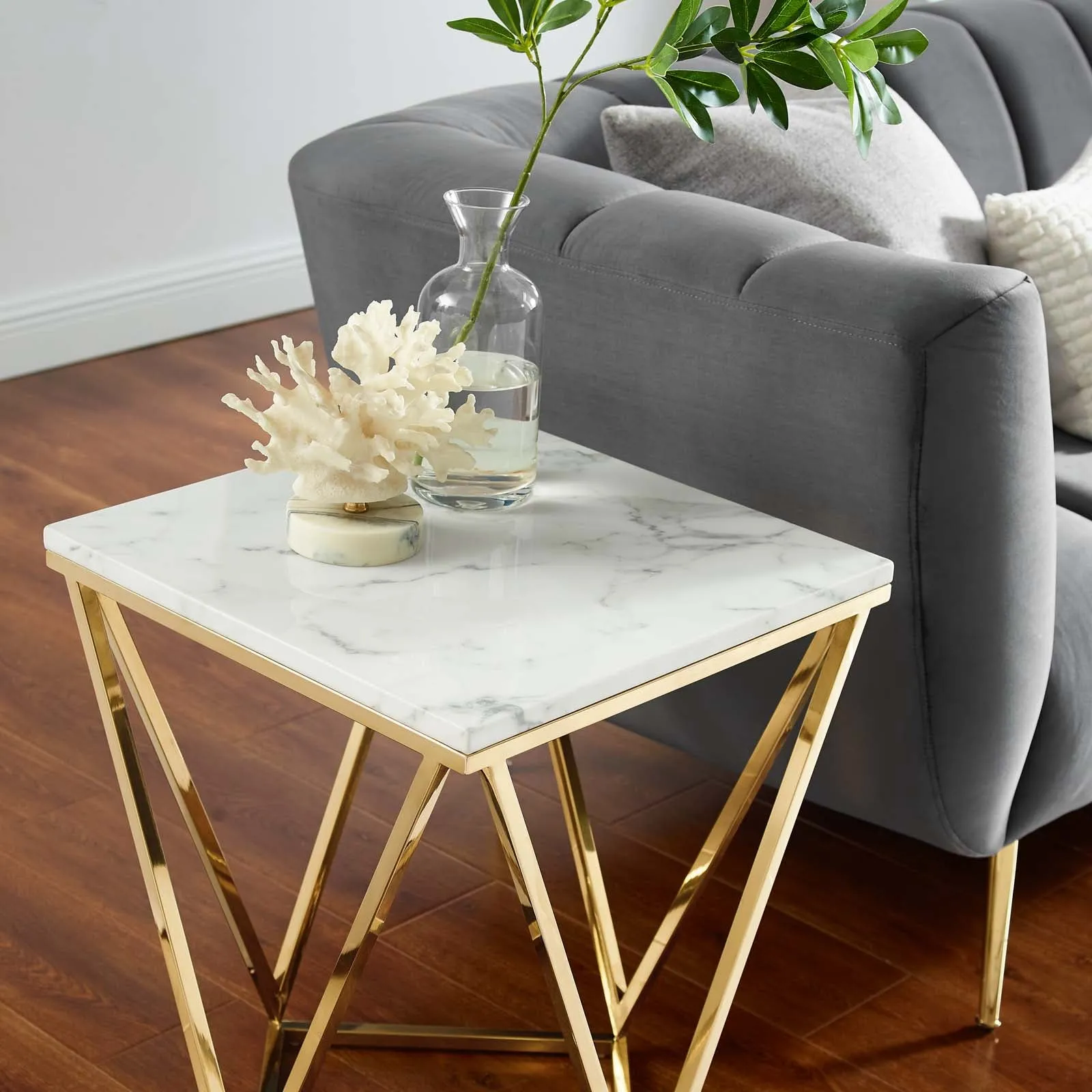 VERTEX GOLD METAL STAINLESS STEEL END TABLE