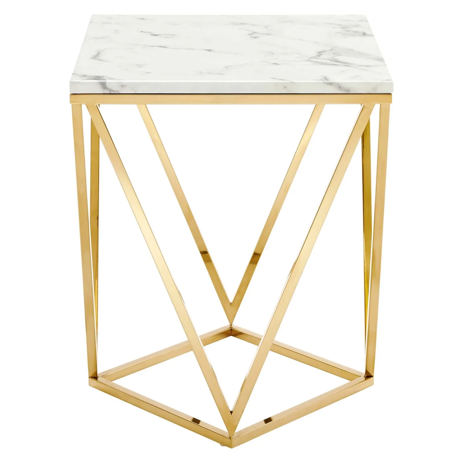 VERTEX GOLD METAL STAINLESS STEEL END TABLE