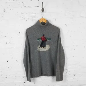 Vintage Ralph Lauren Turtle Neck Ice Skating Jumper - Grey - XL