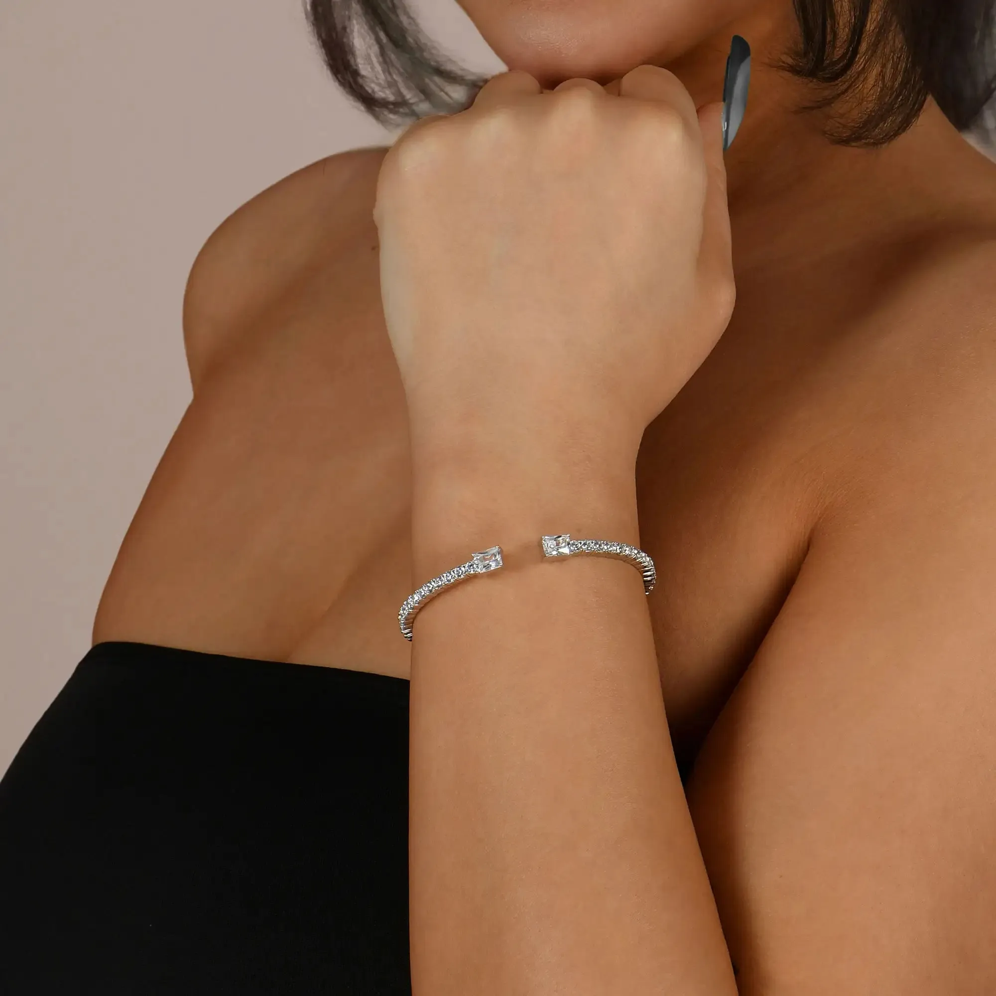 Women's Multiple Spring Tennis Bangle Bracelet