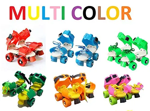 WON Roller Skates for Kids Age 5-12 Years Adjustable 4 Wheel Skating Shoes Very Smooth (Multi Color)