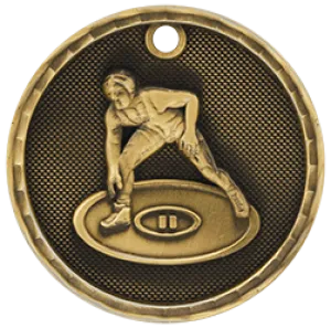 Wrestling 3-D 2" Medal