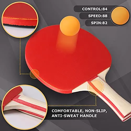XGEAR Anywhere Ping Pong Equipment to-Go Includes Retractable Net Post, 2 Ping Pong Paddles, 3 pcs Balls, Attach to Any Table Surface, for All Ages£¬ Lake Blue