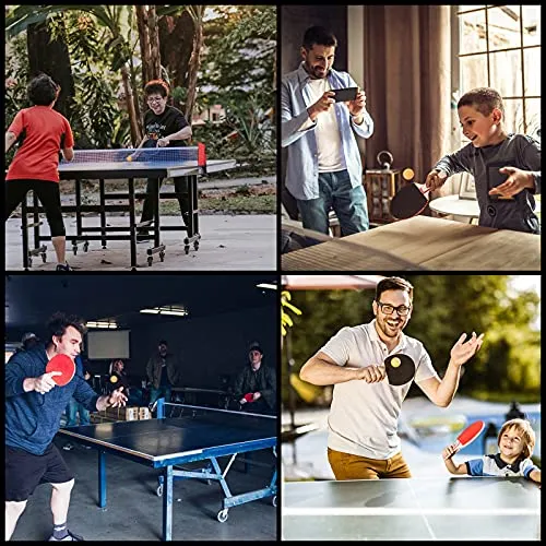XGEAR Anywhere Ping Pong Equipment to-Go Includes Retractable Net Post, 2 Ping Pong Paddles, 3 pcs Balls, Attach to Any Table Surface, for All Ages£¬ Lake Blue
