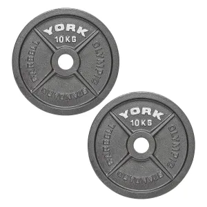 York Olympic Hammertone Cast Iron Weight Plates 2 x 10kg